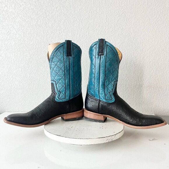 NEW Rod Patrick Mens Cowboy Boots 14.5AA Black Smooth Ostrich Leather Square Toe - Picture 7 of 12